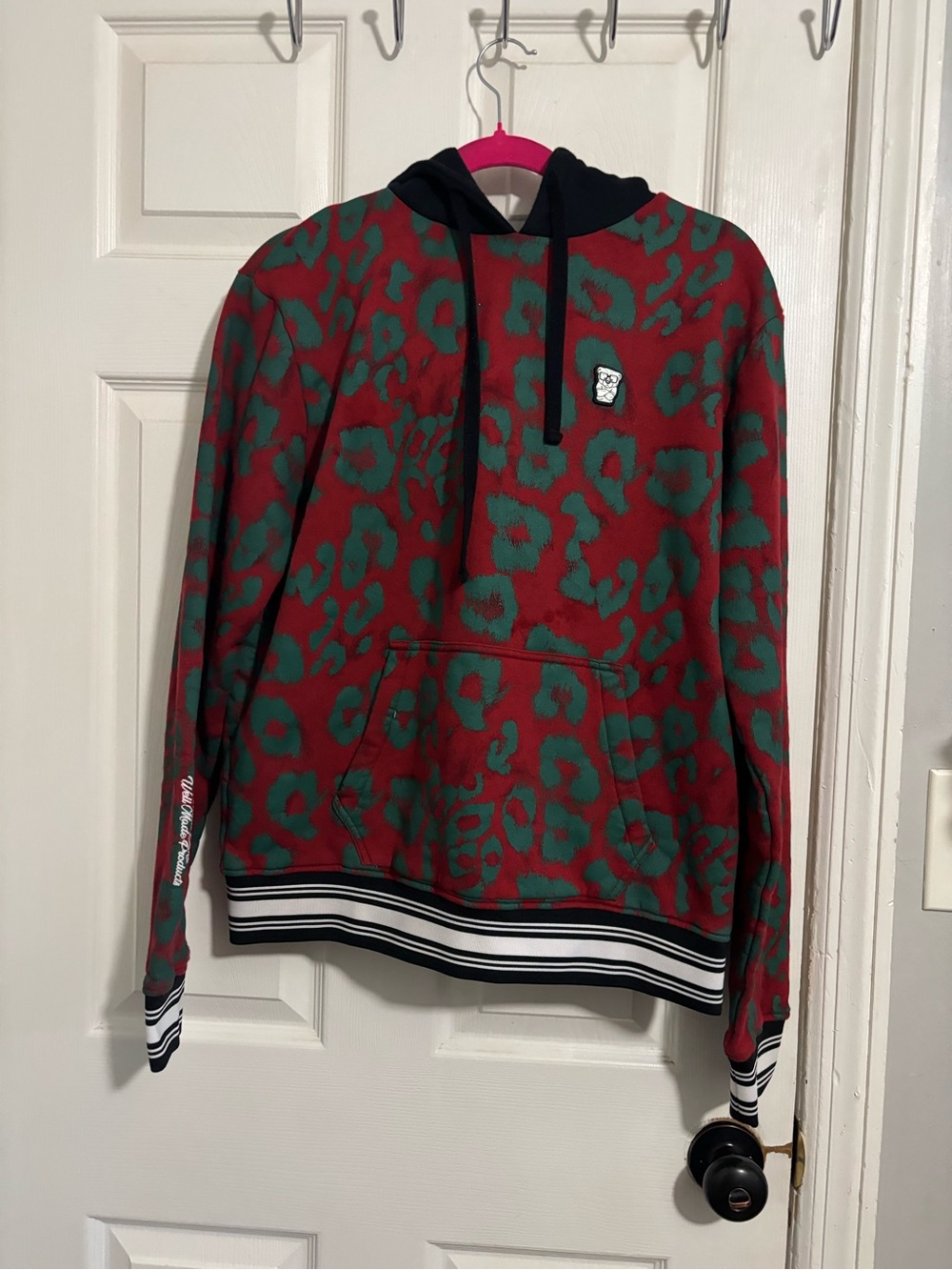 Red & Green Leopard Print Hoodie Sweater - Hustle Gang